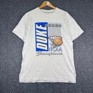 Vintage Duke 1991 NCAA Champions T-Shirt Gear for Sports Grey Mens L Made in USA